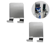 Ganchos Adhesivos, 2 Piezas Oporte Para Afeitadora de Ducha Con Ganchos Adhesivos, Gancho de Pared de Acero Inoxidable Para Afeitar, Enchufe, Llaves, Utensilios de Cocina, Toalla