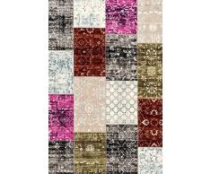 LIFA LIVING Alfombra Vintage de Retazos, Tapetes de Cuadros, Tapete Patchwork Moderno para el Salón y el Comedor Tamaños, 133x200cm