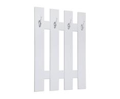 ts-ideen Perchero de Pared Guardarropa Pasillo Zaguán Paneles Ganchos Blanco 4 Perchas 100 x 70 cm