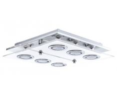 EGLO 30932 iluminación de techo Cromo, Transparente, Blanco GU10 A+ - Lámpara (Cromo, Transparente, Blanco, Dormitorio, Cocina, Salón, Plaza, Cepillado, Vidrio, Acero inoxidable, I)