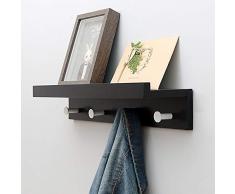YHDP Sala Entrada Perchero De Pared,Madera Multiusos Banqueta Almacenaje,metálico Perchero Ganchos,Colgador De Gancho De Casa,para La Ropa Traje Accesorios Negroc 19.1inch