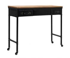 UnfadeMemory Mesa Consola Recibidor de Entrada con Ruedas,Mesa Alta Cocina,Mesa de Entrada,Mueble Auxiliar,Estilo Vintage,con 2 Cajones,Madera MDF y Abeto,100x33,5x80cm
