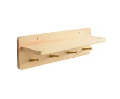 YHDP Montado En La Pared Colgador Madera,Estilo Campesco Multiusos Banqueta Almacenaje,Mejor para Casa Y Oficina,Estante De Abrigo De Pared,Se Pueden Colgar Clave Chaqueta Color De Madera A 15.7inch