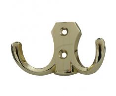 Young schwinn DESIGN - Gancho de pared para ropa, (doble, de metal con acabado en oro, de color negro)