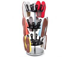 Tatkraft Roll Zapatero Giratorio de 3 Pisos | Organizador de Calzado de 3 Estantes Redondo | Estantería Zapatos de Acero y Plastico | Soporte Zapatos Tipo Carrusel | L31 x Alt,86 x Anch 31 Cm