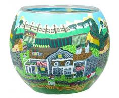 Him Scottish Farm - Portavelas candelabros de cristal, 9 x 11 cm, color multicolor