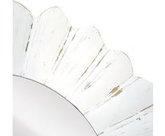 -Espejo Fabricado en España y Decorado a Mano- Medida Exterior 80x80 cm, Medida de Espejo 50x50 cm. Espejo Decorativo de Pared Circular Modelo Sorolla Color Blanco decapé.