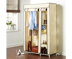 VonHaus - Armario de Tela Banco Para Colgar Ropa en Riel Almacenamiento – 6 Estantes – Beige - 100 x 175 x 45cm