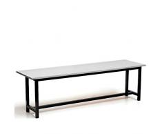 Banco vestuario Estructura en Acero, asiento fabricado en melamina y color blanco, la estructura es de acero pintado en epoxi negro, perfecto para vestuarios por su resistencia y sencillez (Blanco)