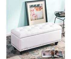 Taburete De Almacenamiento del Hogar Sofá Cama Tienda De Ropa Resto Zapatos De Banco Banco Almacenamiento Impermeable De PU (Color: Blanco)
