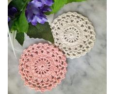 SHANGH Manteles Individuales Modernos de Navidad Alfombrillas para Cojines Posavasos Manteles de algodón Tela de Encaje de Ganchillo Manteles Individuales Tapete de Mesa 10cm Mantel Redondo, Blanco