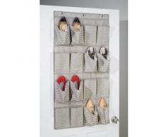 InterDesign Axis Organizador de Zapatos con Zigzag para Puertas, Zapatero Colgante de Polipropileno para 8 Pares de Calzado, Gris Topo y Crudo