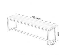 Banco, Banco del Hierro labrado del Desván, Banco Retro del Resto del Vestuario del Gimnasio, Sala de Estar de la Tienda de Ropa Que Cambia el Tamaño del Banco: 100 * 30 * 45cm/120 * 30 * 45cm
