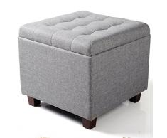WOLTU SH18hgr - Taburete con Espacio de Almacenamiento, Taburete en Forma de Cubo, Caja de Almacenamiento, arcón Tapa extraíble, Asiento Acolchado de Lino, 45 x 45 x 41 cm, Color Gris Claro
