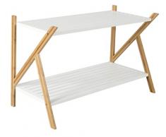Zapatero de bambú con 2 estantes para pasillos, estante de madera para zapatos ideal de 2 niveles en color marrón/blanco de 33 x 70 x 45