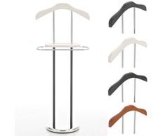 CLP Galán De Noche Rodrigo I Galán De Noche Hecho De Madera & Metal I Perchero De Pie Moderno I Galán De Noche Moderno para Vestidor I Color: Blanco