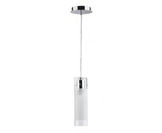Ideal Lux Flam SP1 Small iluminación de techo Cromo E27 60 W - Lámpara (Cromo, Cocina, Cepillado, Cromo, Vidrio, Metal, IP20, Arenado)
