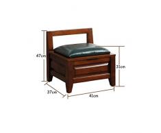 LLHJD Reposapiés De Almacenamiento, Cuadrado De Madera Maciza con Respaldo Cojín Suave Otomano para Mesa De Centro del Hogar Maquillaje Sofá Banco Banco De Zapatos para Vestuarios, 47x37x41cm, Marrón