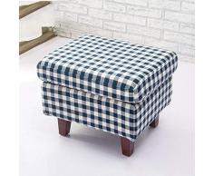 YUMUO Taburete de Tela de Tela Ligera Cama de Tela Reposapiés Rectangular Sofá Banco Ropa Sofá Taburete F0111 (Color: cuadrícula Azul)