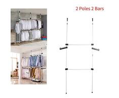 TENNESKY Sistema de Perchero Extensible Bastidor de Ropa Altura Ajustable Barra para Colgar Ropa en Dormitorio (2 Postes 2 Barras)