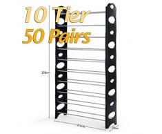 Generic yh-uk3 - 160920 - 55 1yh5997yh fácil de montar estantes organizador ZER soporte S 10 niveles 50 pares 10 niveles soporte almacenamiento K Zapatos S zapatero zapatos pares Showa fácil de montar