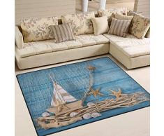 Use7 tapete de Madera para decoración de Barco, Estrella de mar, Concha de mar, para Sala de Estar o Dormitorio, Tela, 160cm x 122cm(5.3 x 4 Feet)