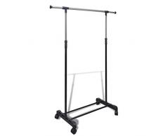 vidaXL Estante Ajustable para Ropa Perchero de Riel - 4 Ruedas 1 Barra
