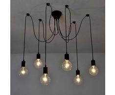 Lixada Luz Lámpara del Techo Candelabro Iluminación Retra Antigua Colgante Clásica Ajustable DIY con 6 Brazos de Araña para Bombilla E27 para Comedor Hotel Etc.(Cada cable 1.7m) (6 Brazos)