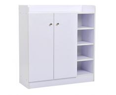 Zapatero Mueble Armario 2 Puerta Estanteria Zapatos 4 Baldas Interior y 4 Baldas Exterior 80x30x90cm