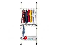 SoBuy®Sistema de Perchero Extensible,Perchero telescópico,L(750x1200mm) XA(1030-2780mm), Metal y plástico, Color Blanco, FRG35, ES