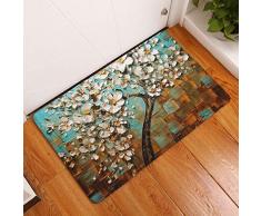 Lihan Diseñador Lavable Alfombra Piso Cocina Alfombra Franela Antideslizante Alfombra Tapetes Puerta Súper Absorbente felpudos Frikis Navidad Gatos, Pintura al óleo árbol 3 40 * 60cm/16 * 24inch