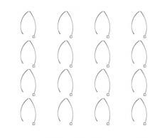 PandaHall Elite 100 Pcs Ganchos de Pendiente de Acero Inoxidable 304, Pendientes de Orejas, Color de Acero Inoxidable,41x22x1 mm, Agujero: 2 mm
