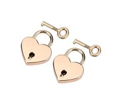 Candado con llave 2 unidades, en forma de corazón llave y cerradura de, cierre de metal de zinc para equipaje Diary Libro Caja de joyería oro rosa