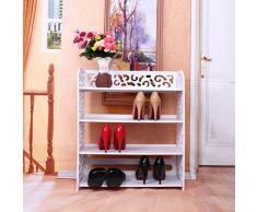 GOTOTOP Elegante Blanco Zapatero Soporte Estante Organizador Gabinete de Almacenamiento de Zapatos de Madera Unidad de Estantería de Esquina Ahorro de Espacio (4 Niveles)