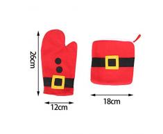 saint-acior 3pcs Navidad rojo mesa de horno guantes de cocina guante aislante cuenco taza alfombrilla para ratón