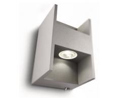 Philips Ledino Metric - Aplique de pared, LED, 2 bombillas incluidas, 2,5 W, luz blanca cálida, color gris