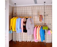 Baoyouni Estante de la ropa interior ajustable capa DIY Perchero del piso al techo libre lavadero tendedero