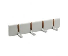 Harbour Housewares Perchero de Pared con 4 Brazos - Ganchos metálicos Plegables - Madera - Blanco