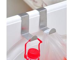 OUNONA Ganchos Colgadores de Puerta Acero Inox (Plata) - 2 Piezas
