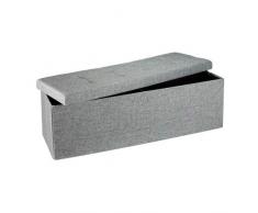 Relaxdays Banco Asiento Plegable Almacenamiento Lino, Gris 38x114x38 cm