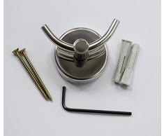 Kapitan Doble Gancho de Toalla Acero Inoxidable 18/10 AISI 304 Montado en pared, Acabado Pulido, Fabricado en Europa, 20 Años de Garantía