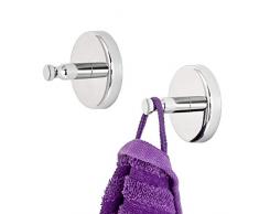 Conjunto de 2 ganchos para toalla bremermann® de la serie de baño LUCENTE en acero inoxidable cromado