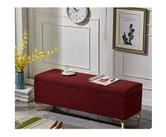 POETRY Otomanas Banco de Almacenamiento Europeo Banco de sofá de Extremo de Cama Rectangular Doble Tienda de Ropa Resto Taburete Cambio de Banco de Zapatos Transpirable (Color: Rojo Vino Tamaño: