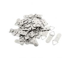 Sourcingmap - Ganchos metálicos triangulares con doble orificio y el anillo d para colgar cuadros y marcos, 50 piezas