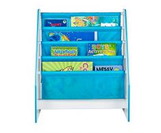 Hello Home Worlds Apart Dinosaurier Regal für Kinderbücher Estantería Infantil con diseño Dinosaurio, MDF, Blanco y Azul, 60.00x51.00x23.00 cm