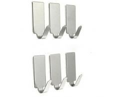 Útil 6 x cuadrado adhesivo varilla Puerta de pared de cocina de acero inoxidable gancho colgador