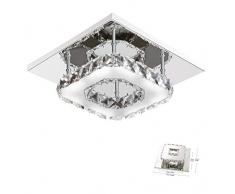 DAXGD Lámpara de techo de cristal Lámparas de techo Espejo de acero inoxidable moderna lámpara de cristal, 12W LED