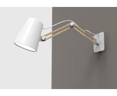Mantra - Aplique de pared 1 Luz, brazo de madera largo, colección Looker 3773. Color Blanco y madera.