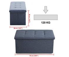 XMAF Silla de Almacenamiento de Banco con 80 L de Espacio de Almacenamiento Taburete de Almacenamiento Creativo Plegable para Ropa de 2 plazas Gris Oscuro XMF012002-1