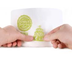 TRD16 Happy Birthday Tapete de Silicona para Hacer Decoraciones de azúcar, Color Blanco